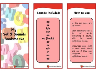 Phonics Set 2 Sounds Bookmarks Set