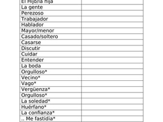 GCSE Spanish vocab/topic test F + H