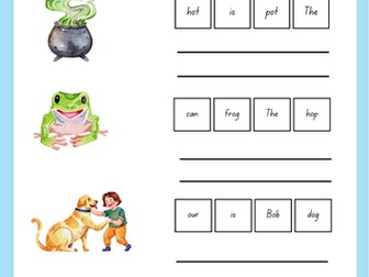 Writing Sentences With Short CVC Sounds (Worksheet Bundle)