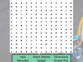 Formula 1 Themed Wordsearch