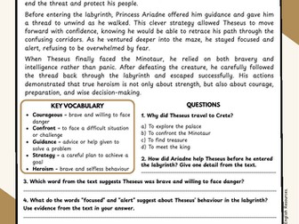 KS3 Myths & Legends Comprehension Pack (Year 7) – 8 Texts, Vocabulary Focus