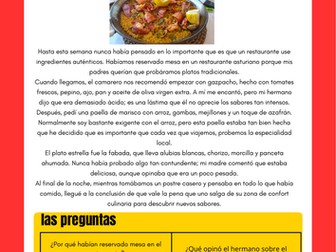 fuimos al restaurante challenging reading