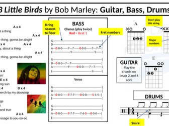 3 Little Birds: Handout for Keyboard, Guitar, Bass, Drums, Vocals