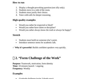 FORM TIME ACTIVITY IDEAS - Outstanding Form Time Activity Bank