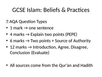 GCSE RE Islam Exam Practice Lesson