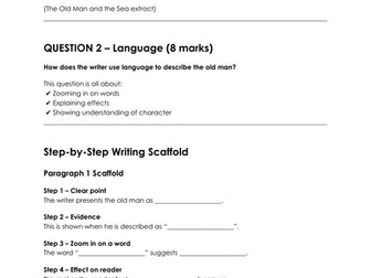 AQA - PAPER 1 - THE OLD MAN AND THE SEA - GRADE 4 - TEMPLATE AND BREAKDOWN