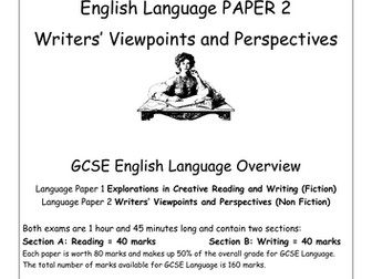 Aqa gcse english language paper 2 revision booklet year 11