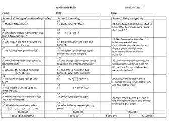 Old style level 3-4 quick Maths questions.