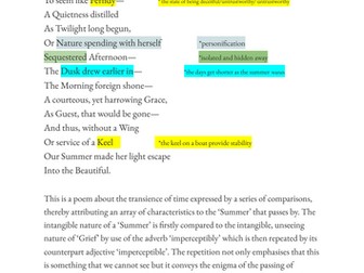 "As Imperceptibly as Grief" Poetry Analysis GCSE ENGLISH LITERATURE