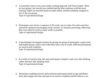 Identify the Experimental Design - Research Methods - A Level / GCSE Psychology