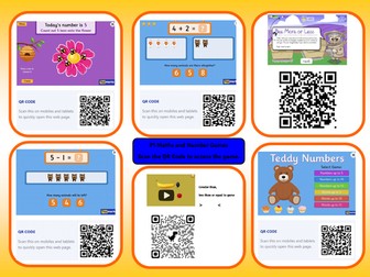 Primary 1 QR Codes for maths games from Topmarks and ICT Games