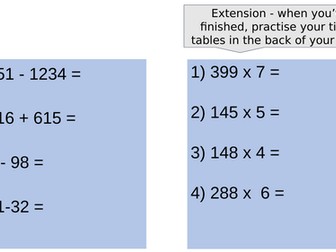 Daily arithmetic questions Year 5