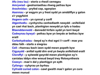 TAFLEN EIRFA GWYDDONIAETH BLWYDDYN 7: BIOLEG