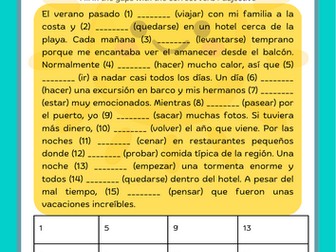 las vacaciones IGCSE grammar gap fill