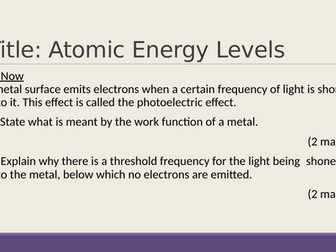AQA A level Physics Quantum Phenomena Energy Levels