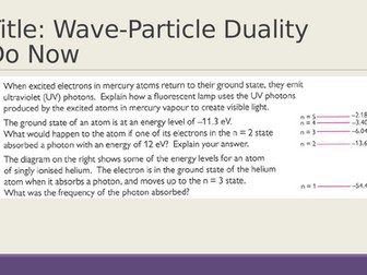 AQA A level Physics Quantum Phenomena Wave-Particle Duality