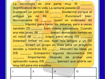 la tecnología IGCSE grammar gap fill