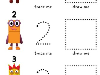 Numbers 1-9 Trace & Draw