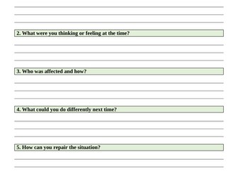 KS2 Restorative Reflection Sheet