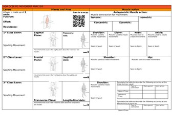 AQA GCSE PE knowledge organiser movement