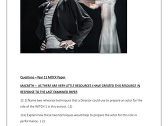 MACBETH EDUQAS GCSE DRAMA COMPONENT THREE