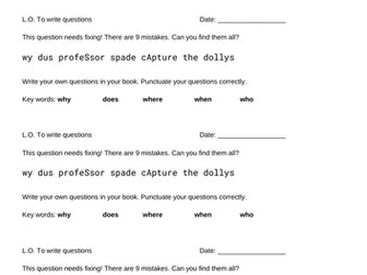 Y2 question SPaG starter activity