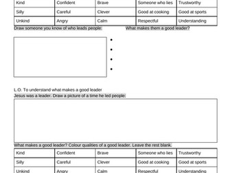 Worksheet Jesus as a leader KS1 RE