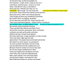 A /AS LEVEL English Literature mock exam revision "Lob" by Edward Thomas