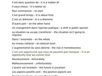 A /AS LEVEL FRENCH revision: advanced / ambitious vocabulary and phrases for essay writing