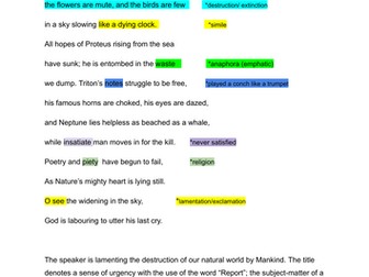 "Report to Wordsworth" iGCSE ENGLISH LITERATURE revision
