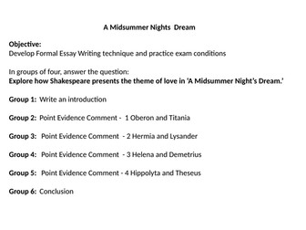 A Midsummer Night's Dream - Essay Writing Practice - Theme of Love
