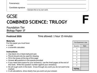 AQA Combined Science Trilogy Foundation Predicted Biology Exam B1F 2026