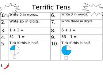 Maths starters Year 2