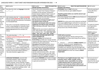 AQA Language Paper 1 cheat sheet and paragraph builder