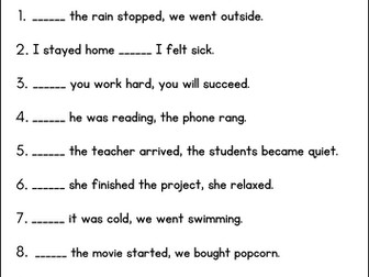 Complex Sentences and Sentence Variation - Grammar Worksheets