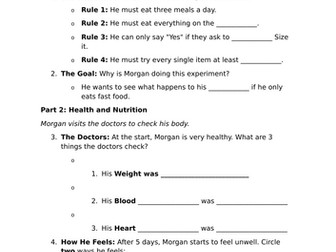 Super Size Me Worksheet