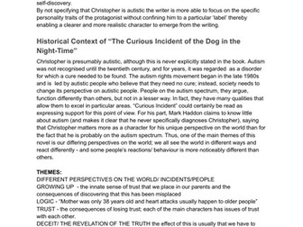 "The Curious Incident of the Dog in the Night Time" GCSE ENGLISH LITERATURE mock exam questions