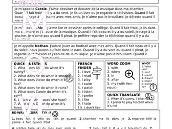 French hobby and weather reading