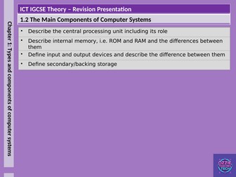 IGCSE ICT Theory Revision: Main Components of Computer Systems (CPU, Memory, Peripherals)
