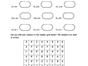 KS2 Times Tables Number Searches  (3 puzzles+ 1 extra for free)