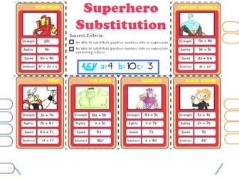 Superhero Substitution Worksheet