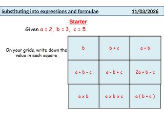 Substituting into expressions and formulae