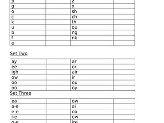 EYFS Reading Folder Sheets