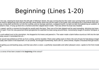 GCSE English Language - Evaluation of It by Stephen King