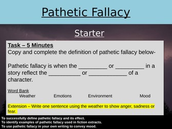 GCSE English Language - Creative Writing with Pathetic Fallacy