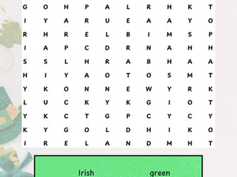 St Patricks Day Themed Wordsearch
