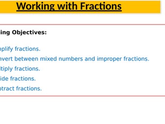 Working with Fractions – GCSE Maths Lesson (PowerPoint)