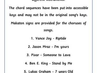 Accessible Ukulele pop songs & makaton