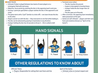 Ultimate Frisbee Help Sheet