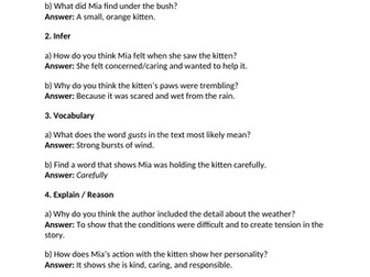 Year 4 Reading Comprehension – Fiction Text & Questions with Answers